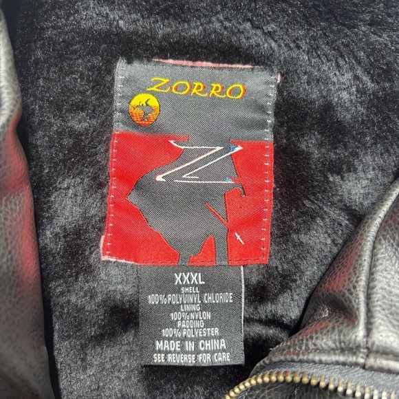 Zorro Jacket Mens 3XL Vintage USA Bomber Vegan Leather Patriotic American Pride - Picture 4 of 14